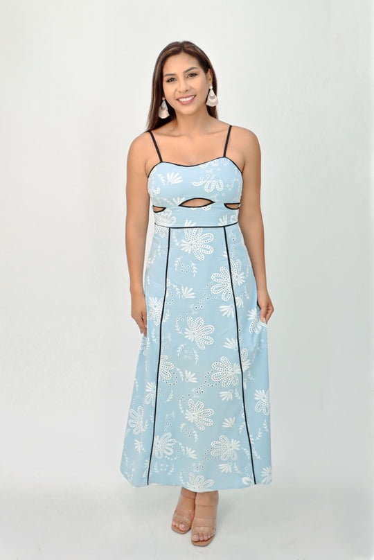 Vestido Largo Alba Floral Cut Out