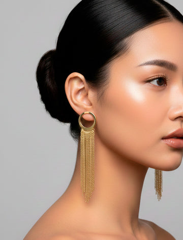 Aretes Cascada Daniela Largos Dorados
