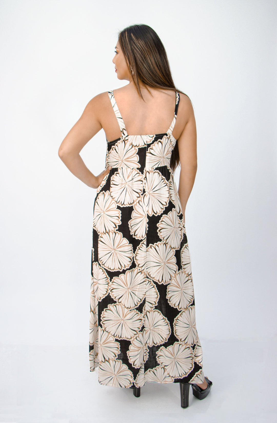 Vestido Largo Diana Lino Escote Corazón