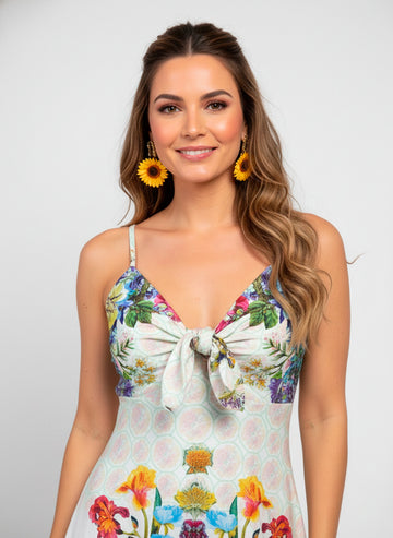 Vestido Largo Emma Floral de Verano con Cuello en V