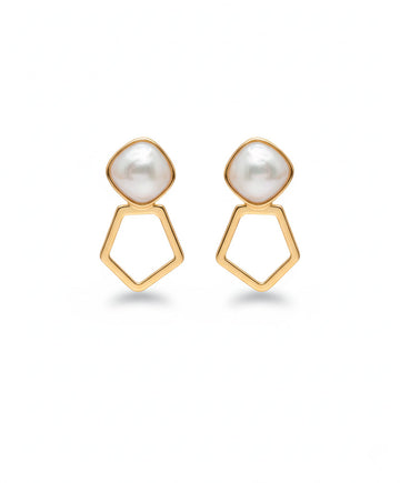 Aretes Nataly Geométricos con Perlas