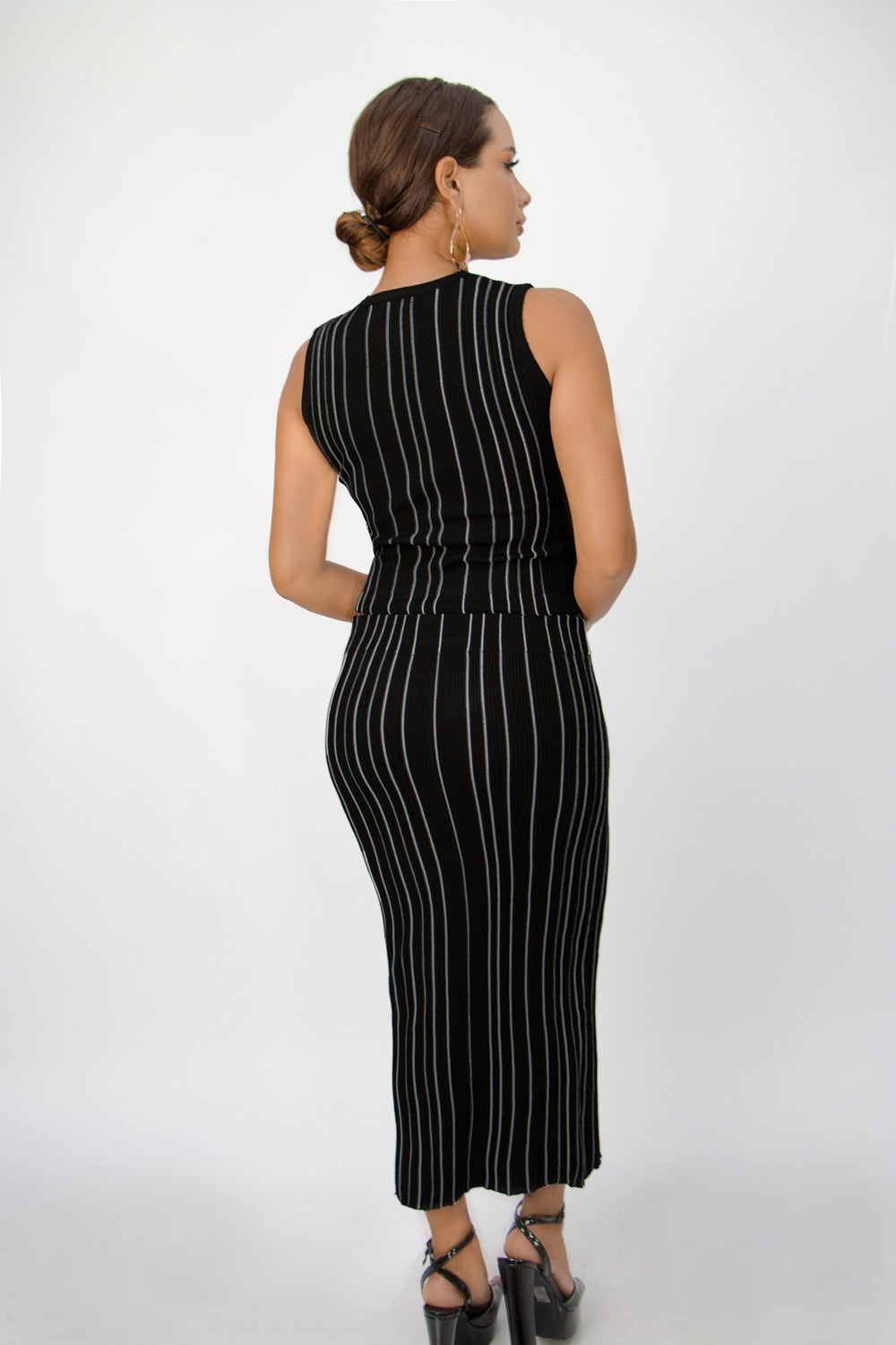 Vestido Largo Rocío Rayas Doradas