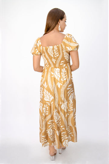 Vestido Tatiana Floral Off-Shoulder con Manga Abullonada