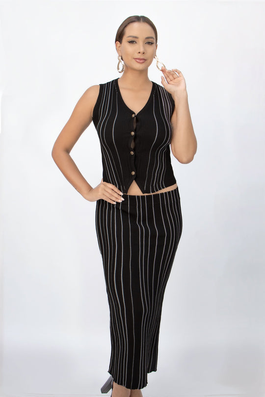 Conjunto Vania de Hilo Rayas y Botones