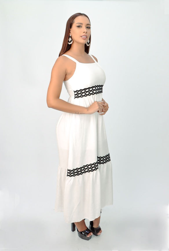 Vestido Largo Xiomara Detalle con Rombos